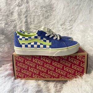 Cool color combo Vans old skool sk8 low Blue and Green Checkered Shoes